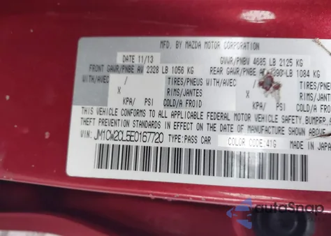 2014 Mazda Mazda5 Touring from USA, damaged, VIN JM1CW2CL5E0167720